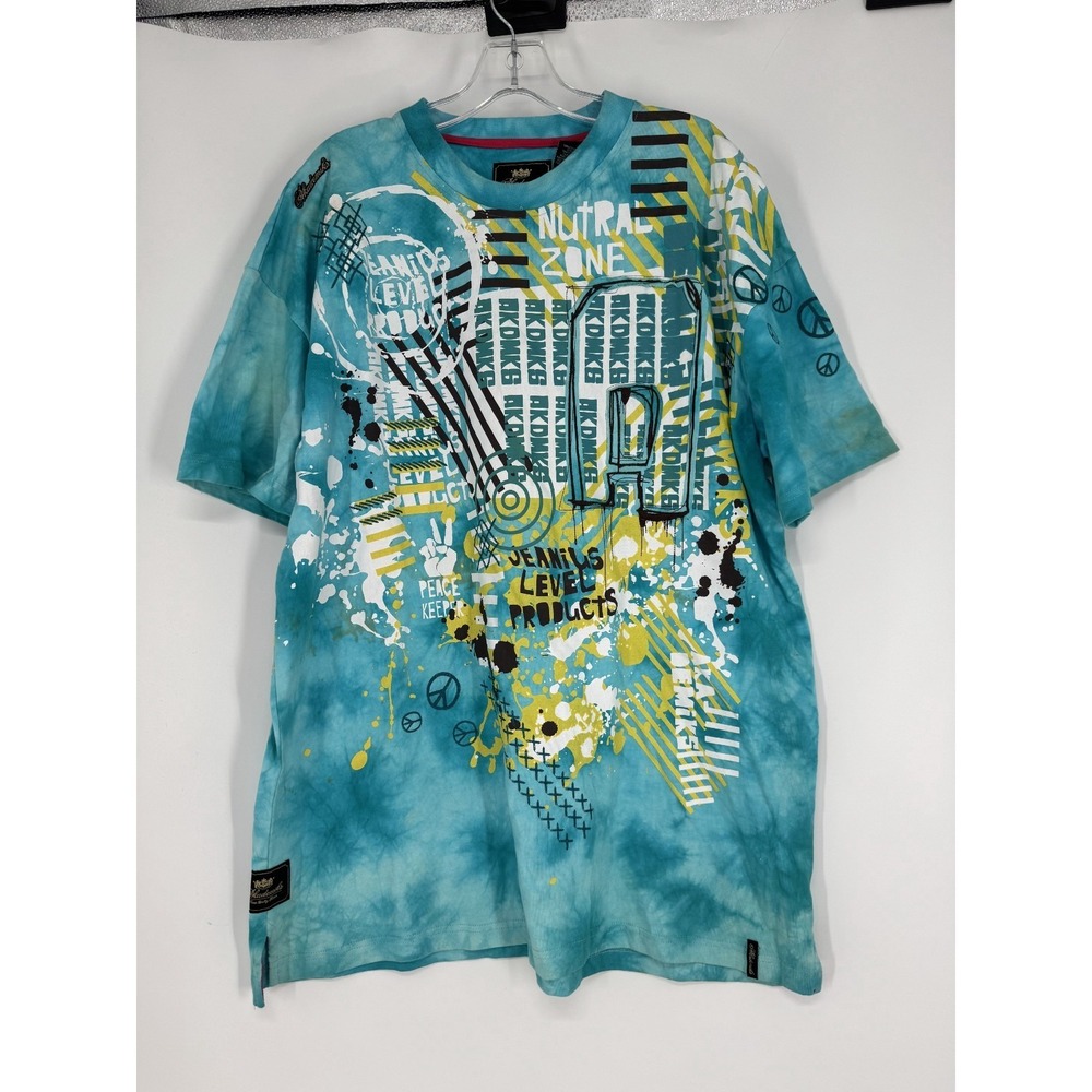 Akademiks Tee T Shirt Graphic All Over Print Vintage Y2K Short Sleeve AOP XL